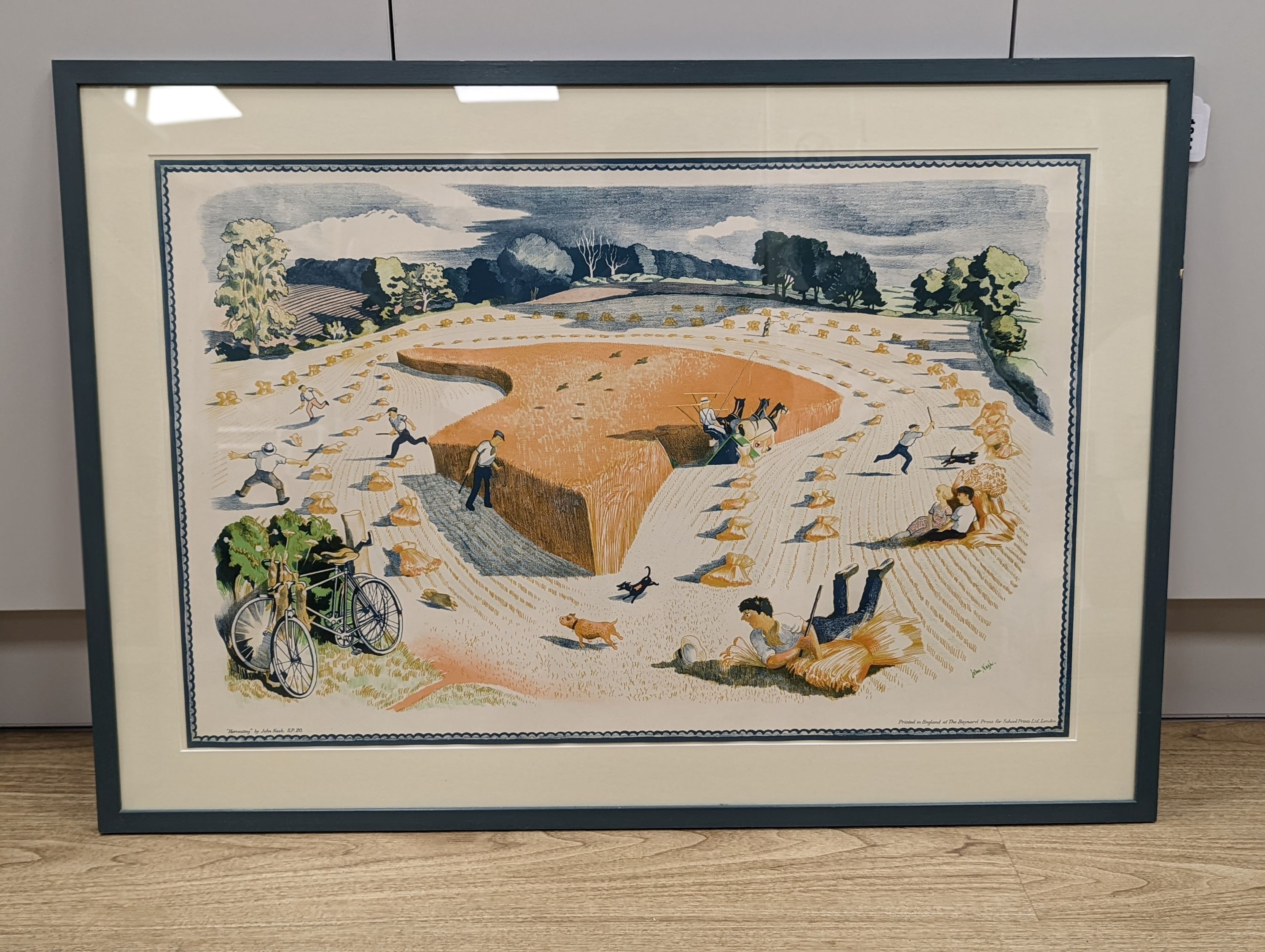 John Nash (1893-1977), lithograph, school print, Harvesting (SP20), 50 x 77cm